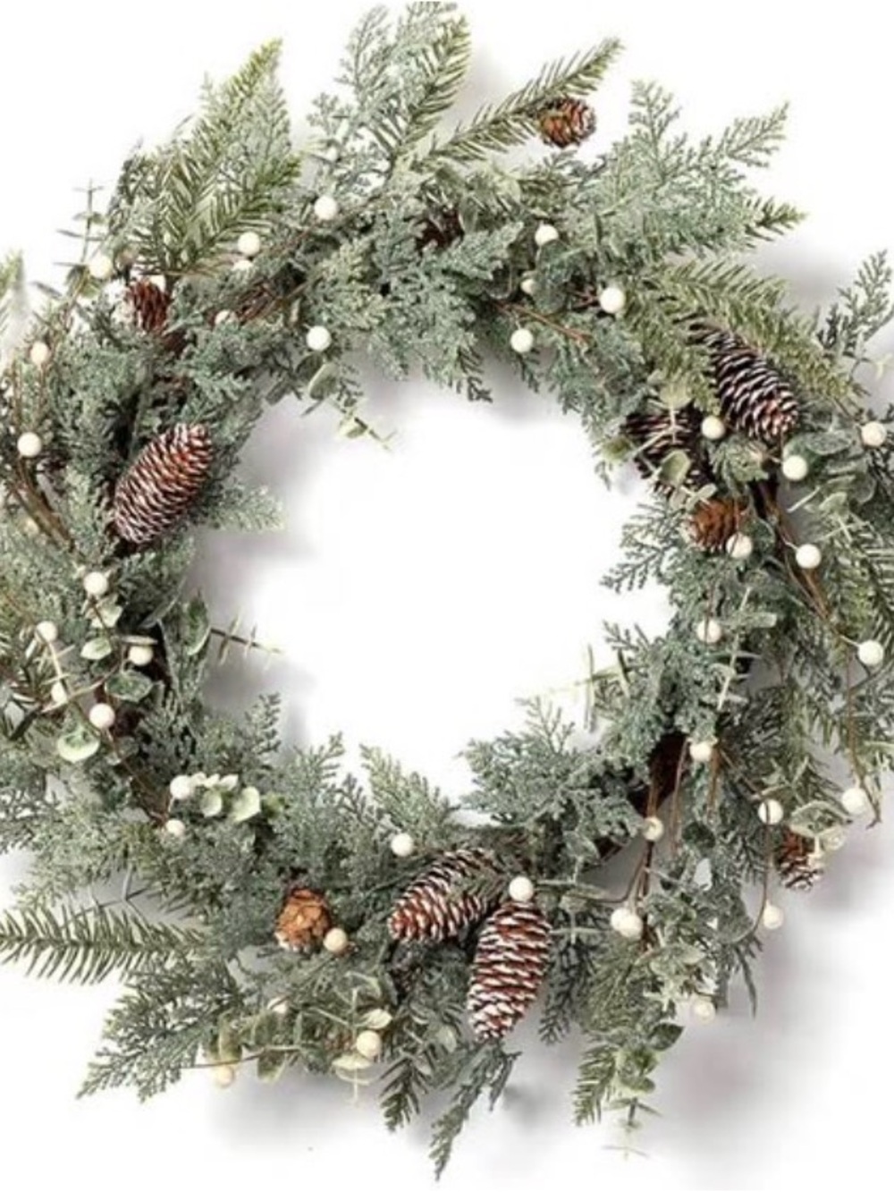 Frosted Pinecone Holiday Wreath - Green